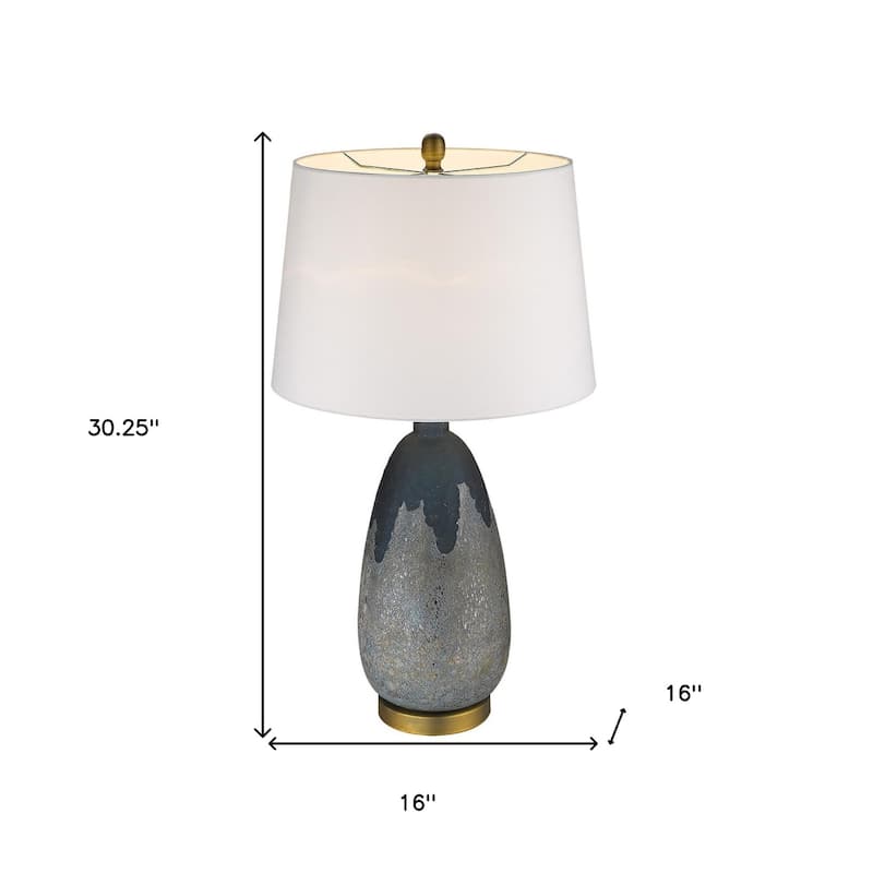 Stylish 30" Concrete Base Table Lamp with Cream Empire Shade - 16" x 16" x 30.25"