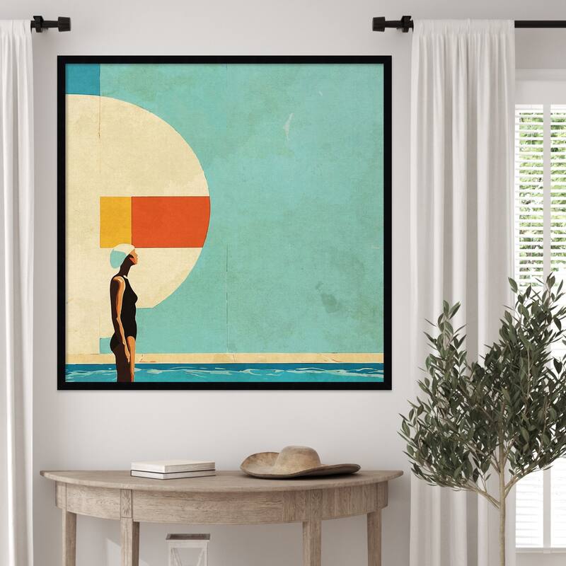 Mid Century Pool by Layla Oz Wood Framed Wall Art Print