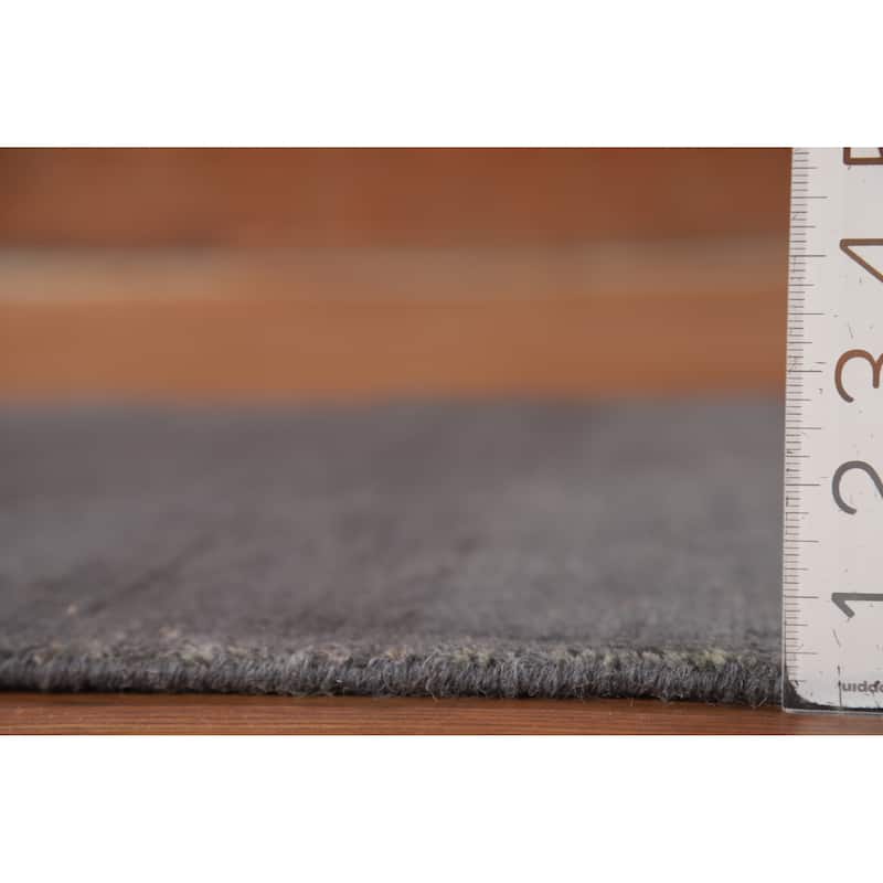 Gray Modern Gabbeh Oriental Runner Rug Handmade Solid Wool Carpet - 2'9"x 6'10"