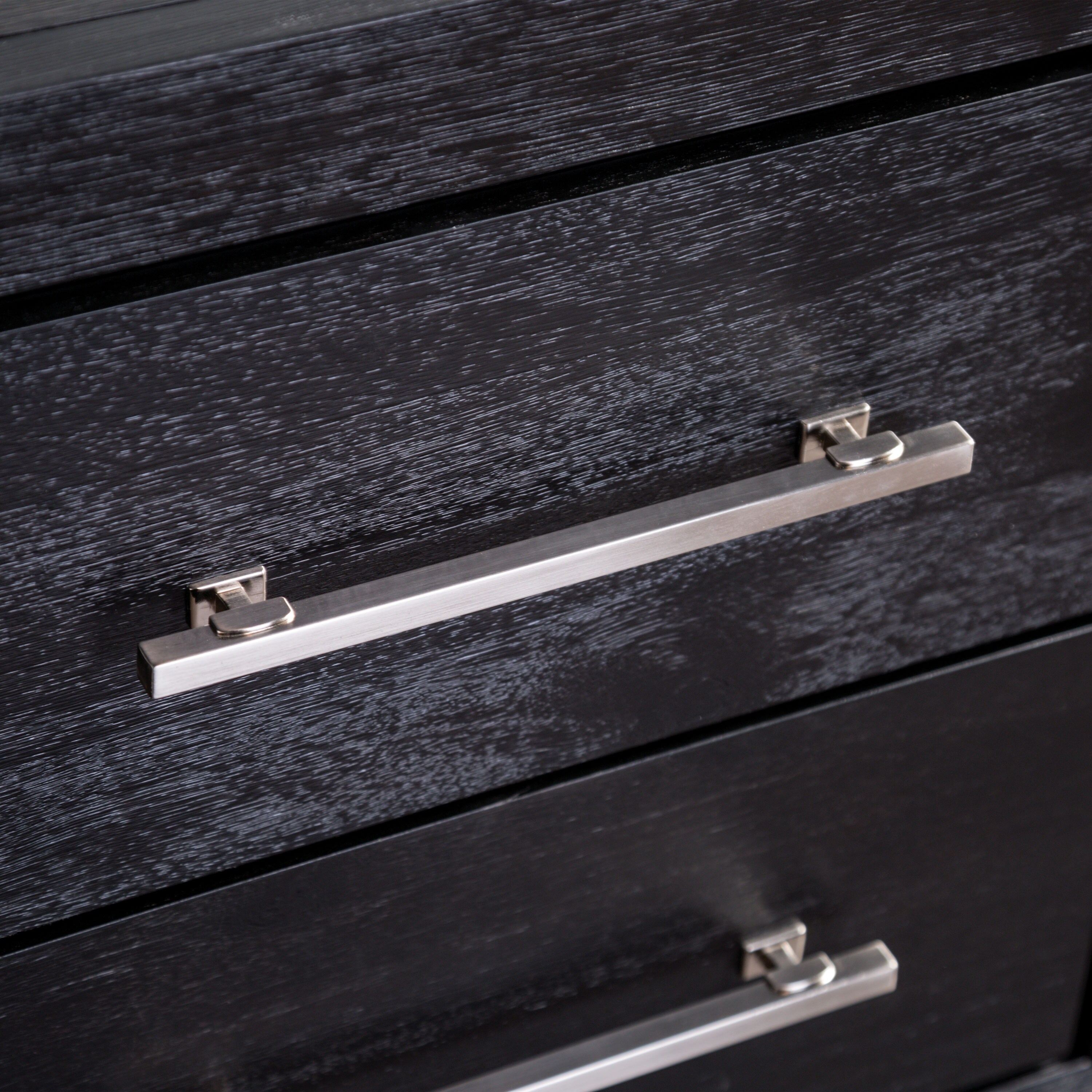 black dresser with silver hardware Crown Mark Louis Philip Black Dresser
