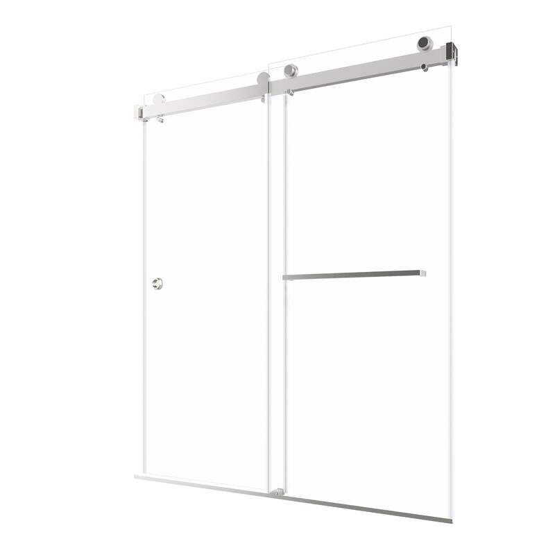 59 in. W x 72 in. H Sliding Frameless Shower Door with Tempered Glass - 59" x 72"