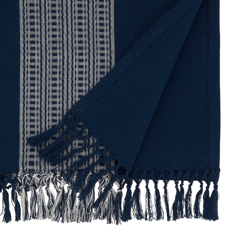 Cotton Table Runner With Stripe Design - 16"x72"