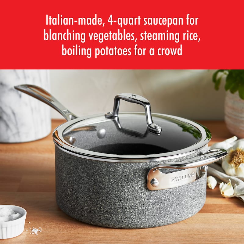 ZWILLING Vitale Aluminum Nonstick Saucepan with Lid - Gray