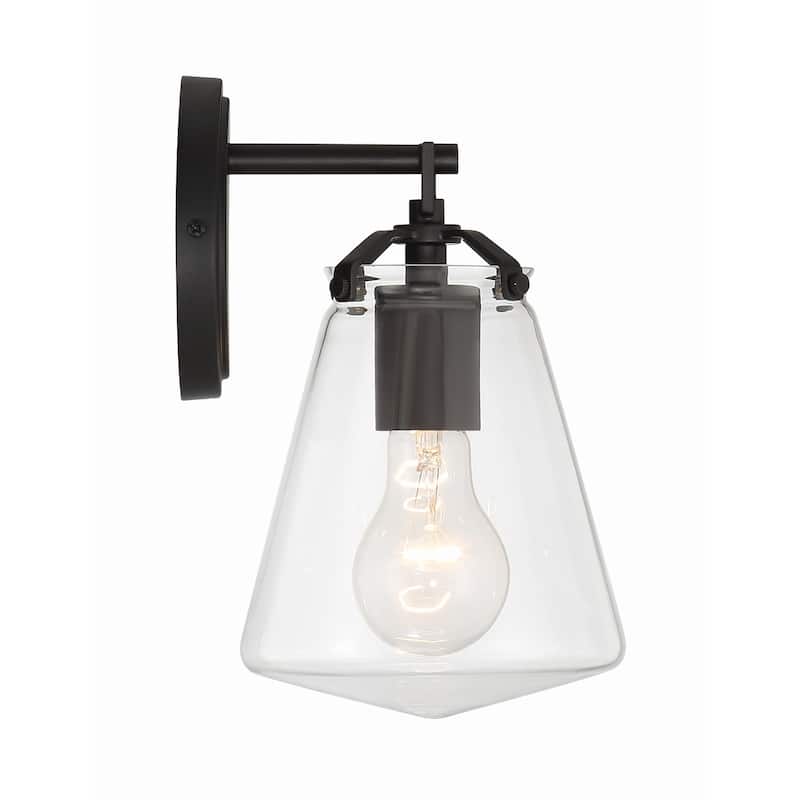 Voss 1 Light Matte Black Sconce - 5.75"W x 9.75"H x 6.5"D