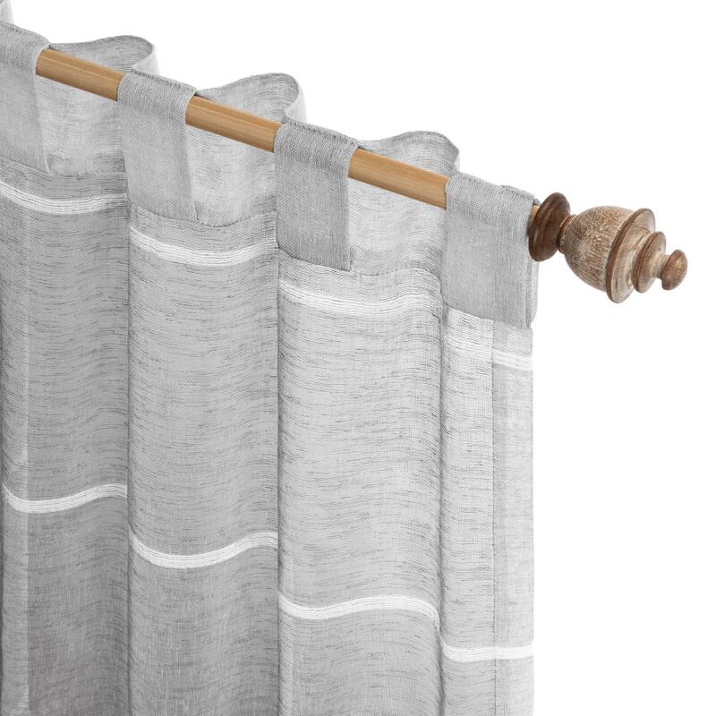Horizon Stripe Premium Sheer Rod Pocket W Back Tab Curtain Panel