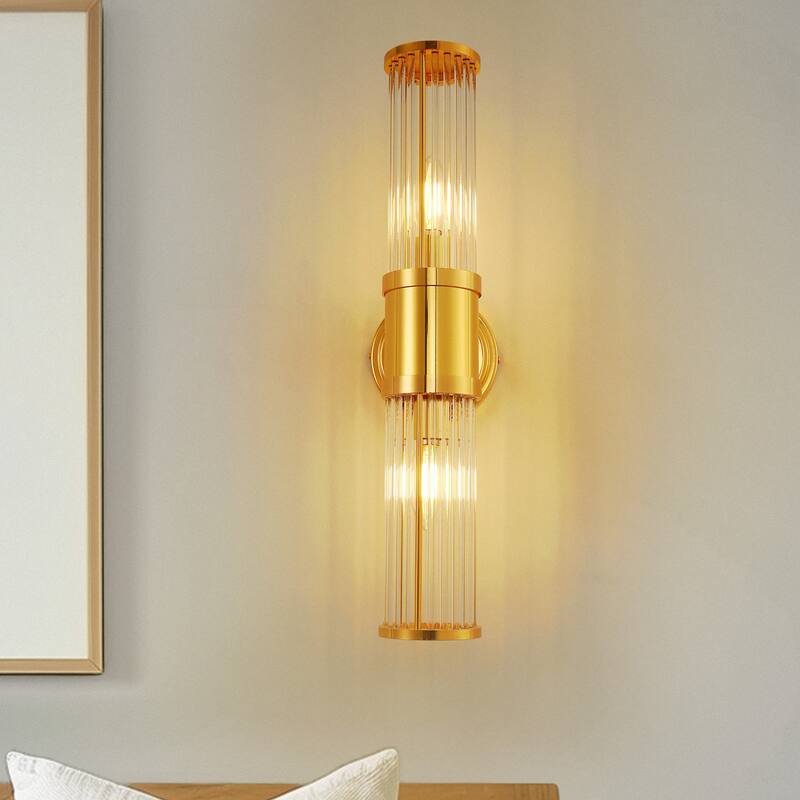 YANSUN Crystal Vanity Light in Gold Finish with E12 Bulb Base for Stylish Home Illumination - 19.6*3.3*6.3