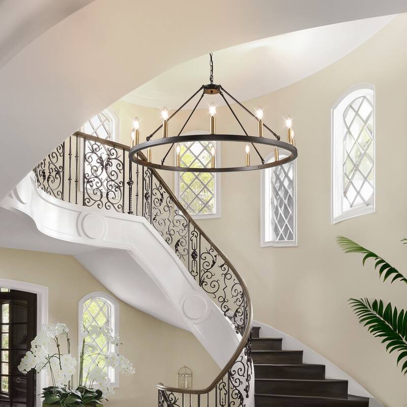 6/12-Light Wagon Wheel Farmhouse Chandelier