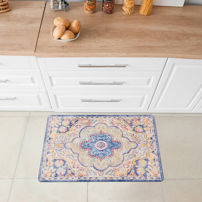 World Rug Gallery Distressed Bohemian Vintage Anti-fatigue Standing Mat