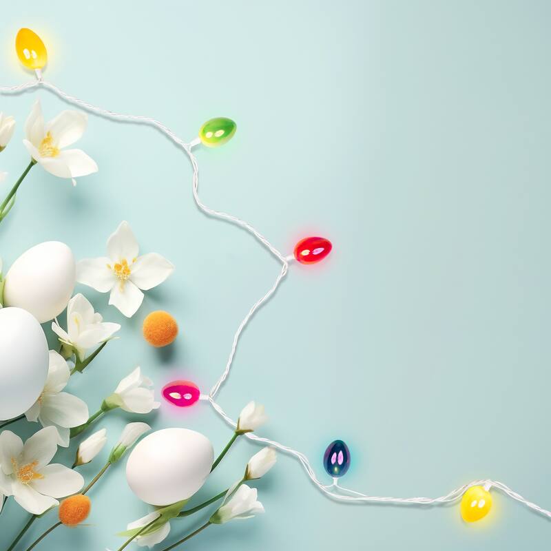 10 Pearl Multi-Colored Easter Egg Spring Holiday Lights - White Wire
