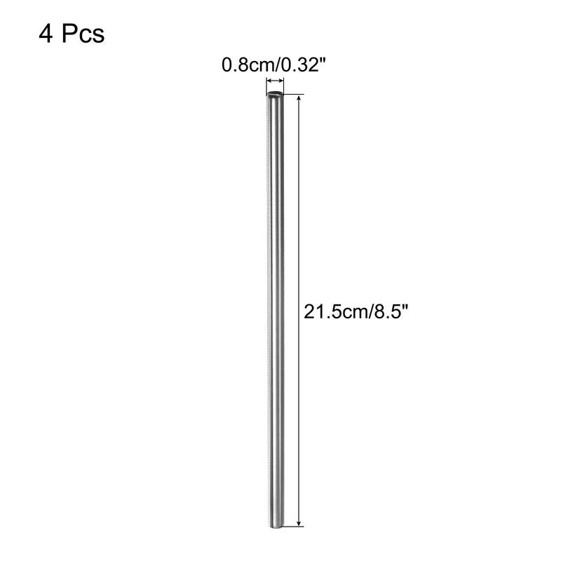 Reusable Metal Straw 4pcs, 8.5" Stainless Steel Drinking Straws - Silver