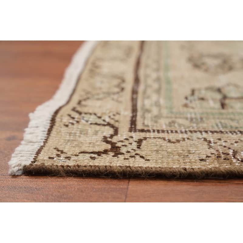 Hand Knotted Oriental 100% Wool Carpet Traditional All-Over Beige & Ivories Tabriz Area Rug - 10' 9'' X 7' 0''