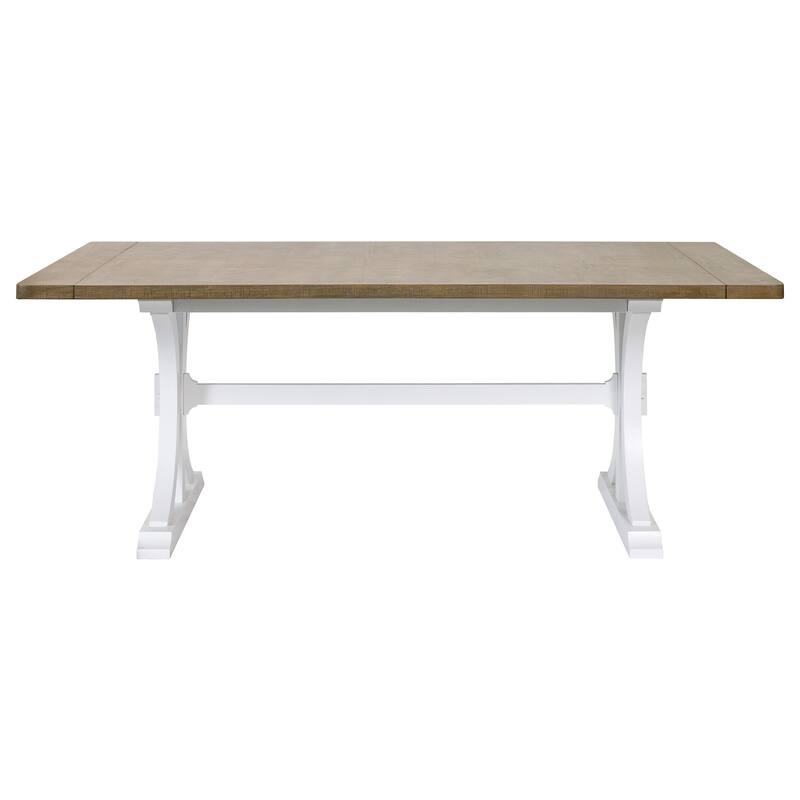 Modern Wood Rectangular Trestle Base Kitchen Dining Table, Brown - Large - Large - Brown