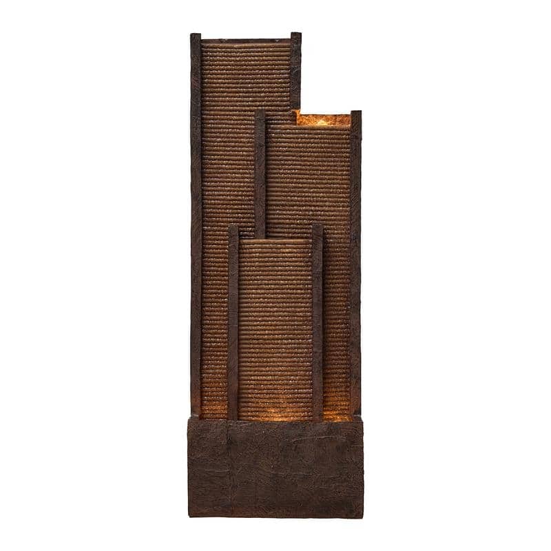 Vbal 3 Tier Brown Step Style Outdoor Water Fountain 39.76in Height with Warm Lights