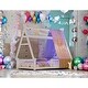 preview thumbnail 2 of 13, Twin Size House Tent Bed Guardrail, Kids House Bed with Fence and Roof