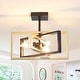 preview thumbnail 43 of 61, Zjvaive 3-Light Rectangular Semi Flush Mount Ceiling Light Farmhouse Metal Cage Light Fixture Black and Gold