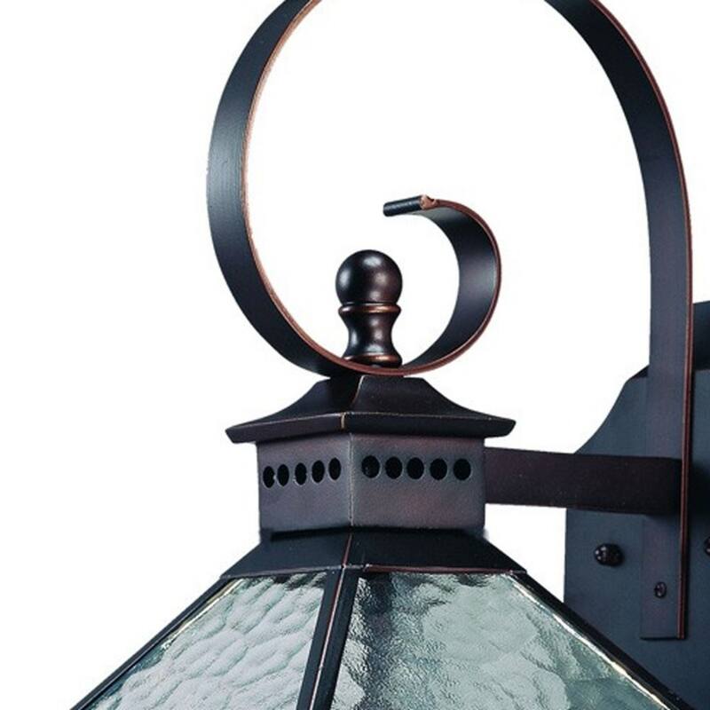 Glass Flush Mount Outdoor Wall Light with 3 LED Bulbs Dimmable - 11.50” x 9.75” x 21” (D x W x H)