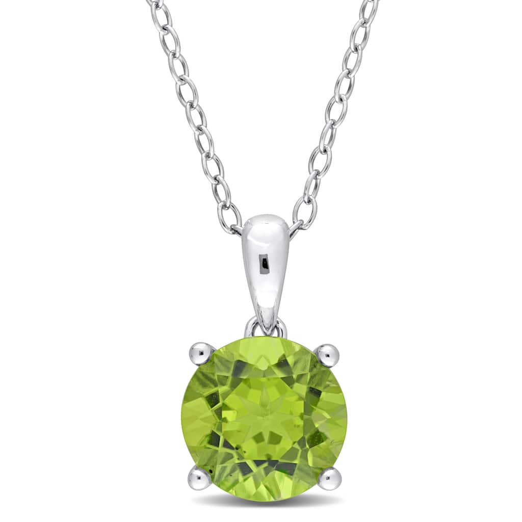 Miadora Gemstone Birthstone Heart Design Solitaire Necklace Sterling Silver