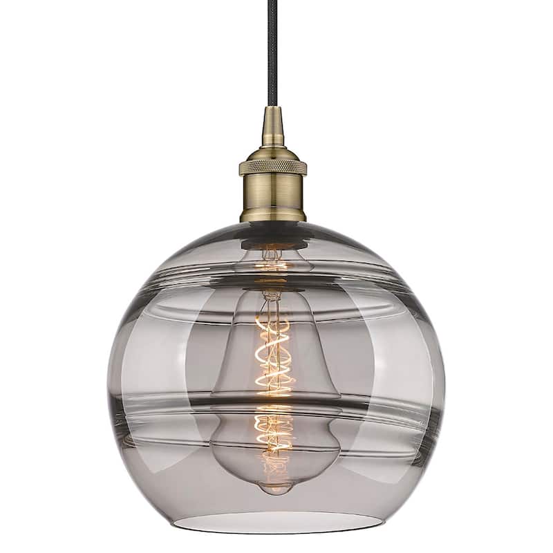 Innovations Lighting 616-1P 12 10 Rochester Pendant Rochester 10" Wide - Antique Brass / Light Smoke