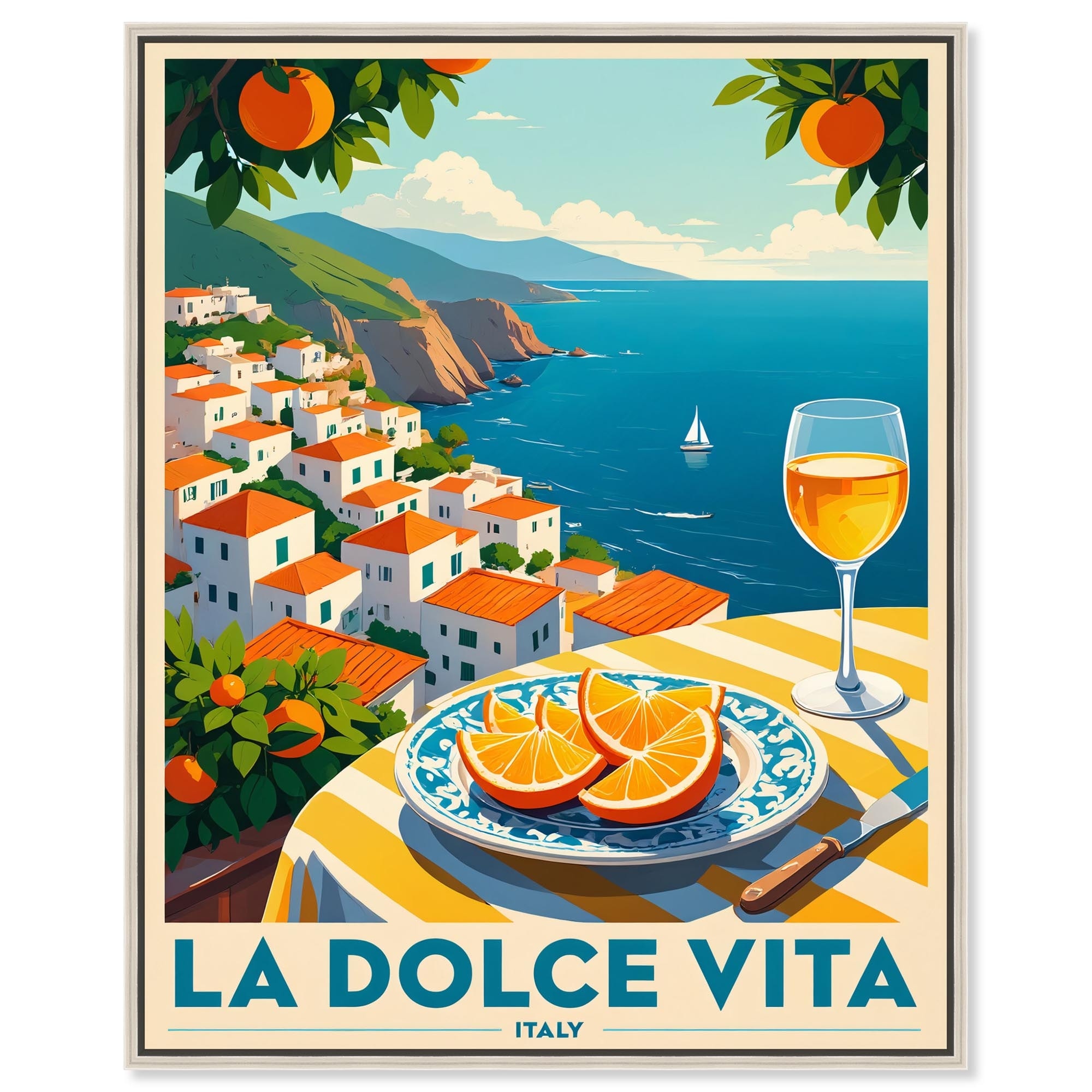 A Toast to Italy Retro Summer Framed Canvas Print by Art Remedy