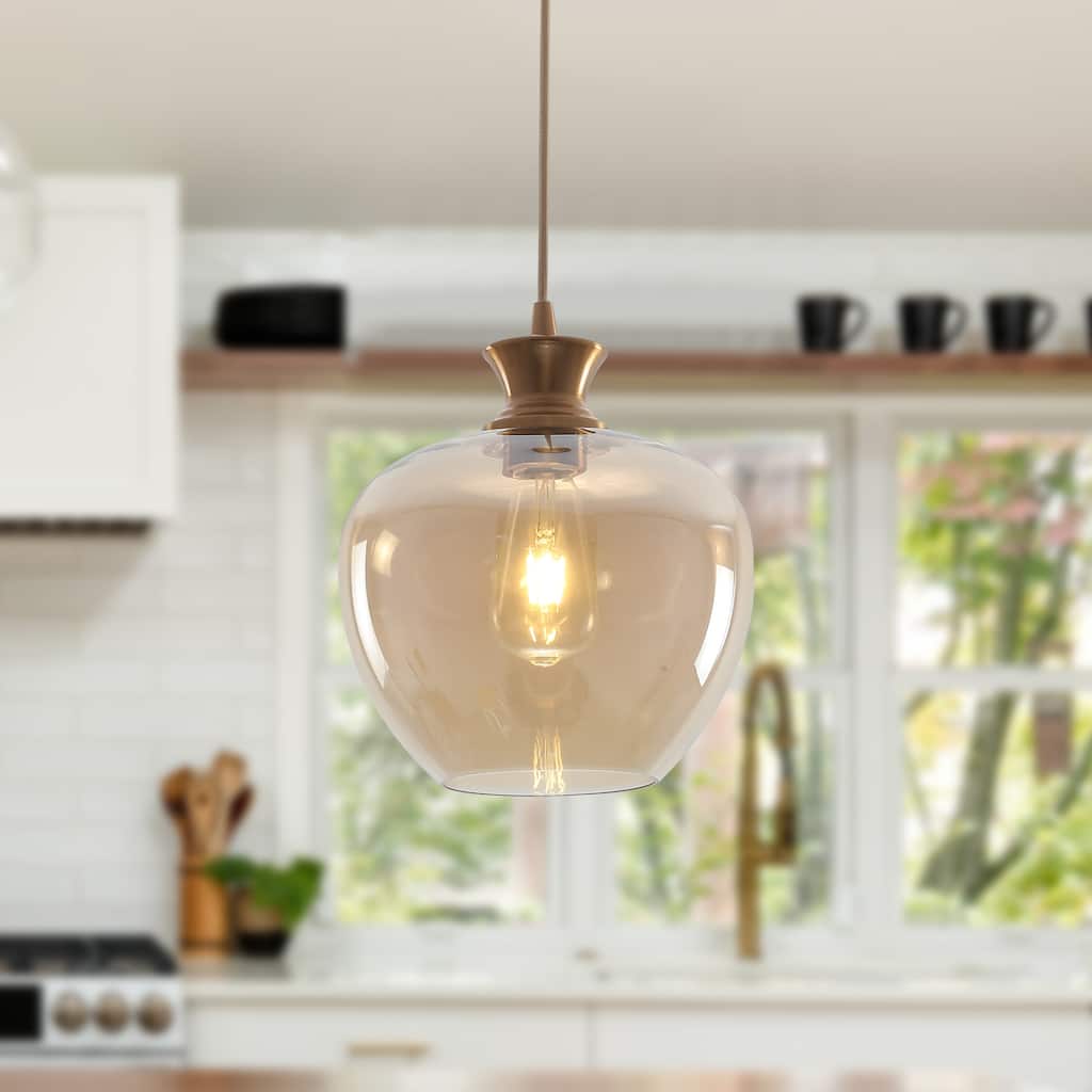 1-Light Pendant Light with Glass Shade for Kitchen Island