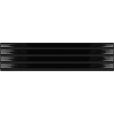 Arte 1.97 in. x 7.87 in. Glossy Black Ceramic Subway Deco Wall and Floor Tile (4.09 sq. ft./case) (38-pack)
