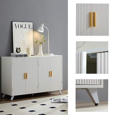 Modern Sideboard Buffet Cabinet with 4-Doors, Removable Shelves, Ivory white