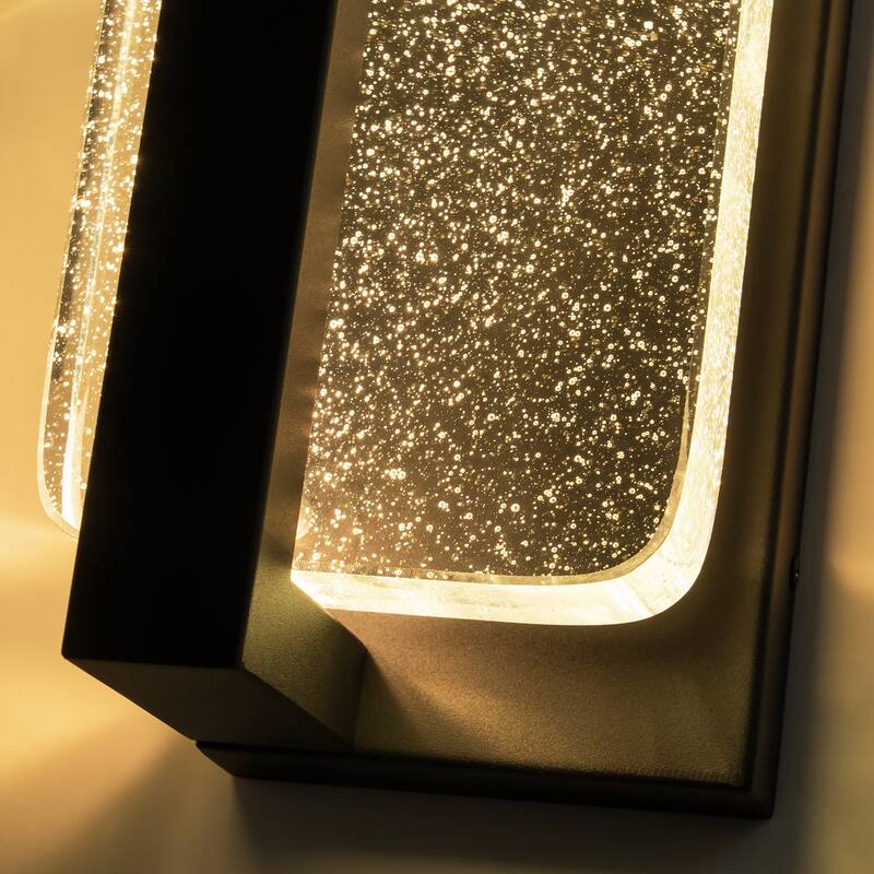 1-Light Crystal Outdoor Integrated LED Bulbble Glass Wall Sconce