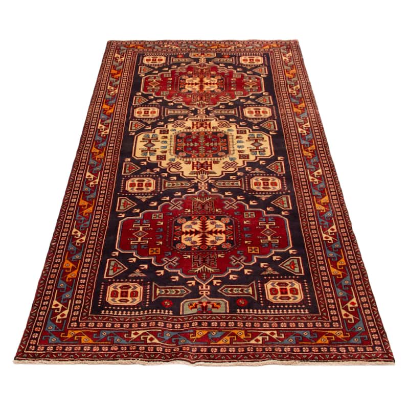 ECARPETGALLERY Hand-knotted Konya Anatolian Dark Navy Wool Rug - 4'9 x 10'9