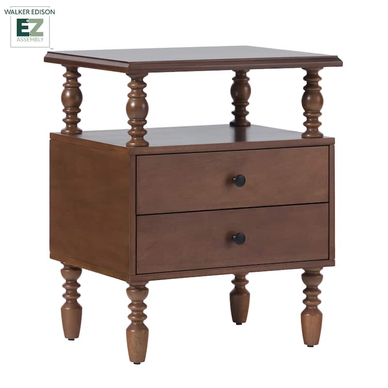 Walker Edison Easy Assembly Solid Wood 2-Drawer Nightstand