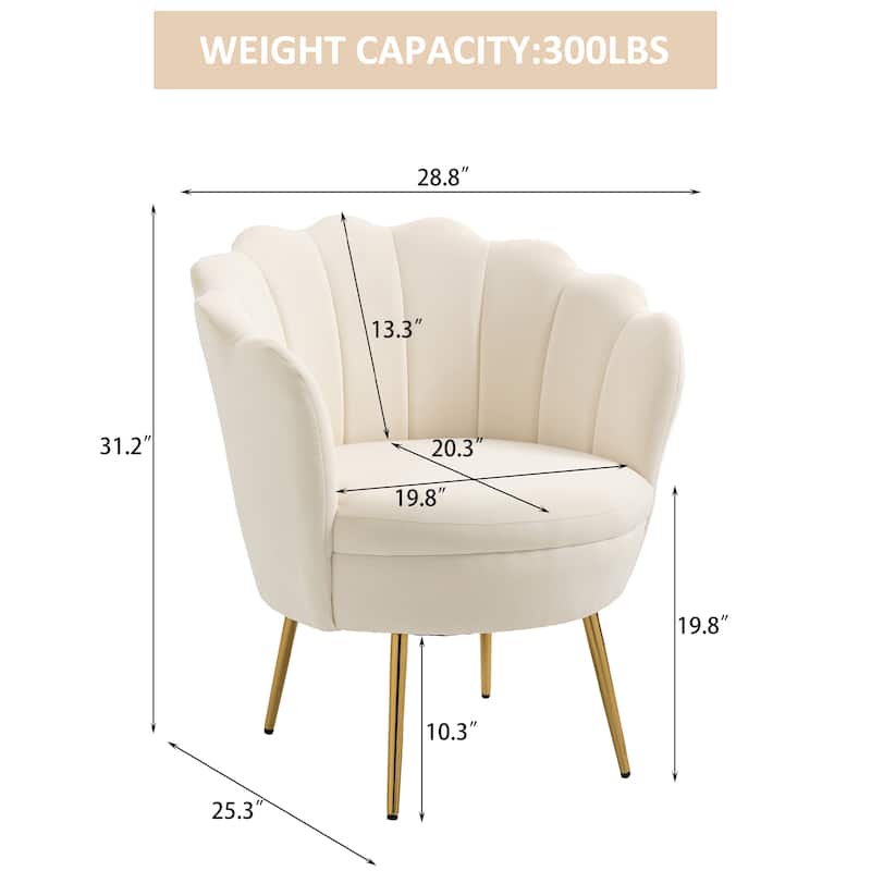 Scalloped Velvet Arm Chair Living Room Accent Chair