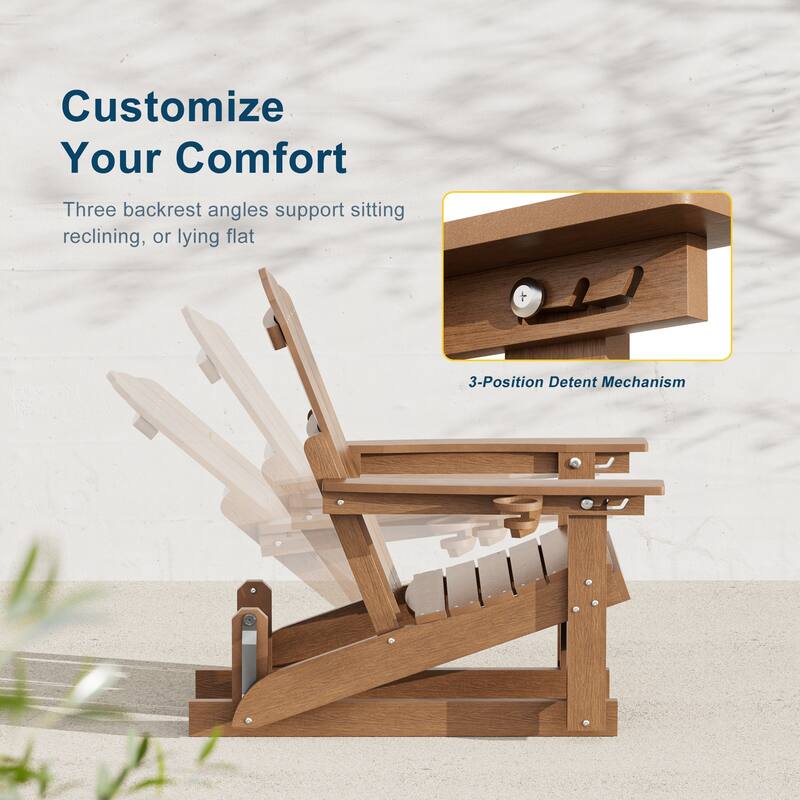 Glider Adirondack Patio Chair, 3-Position Adjust Smooth Motion Chair