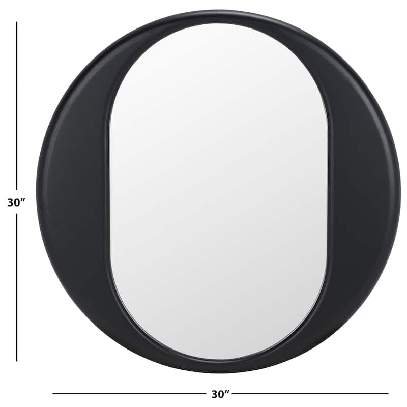 SAFAVIEH Home Ollie Black 29.8-inch Round Mirror - 29.8"W x 1.4"D x 29.8"H