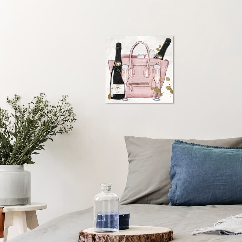 Wynwood Studio Fashion and Glam Rose All Day Shopping Bag Pink and Glam Wall Art Canvas Print - 12 x 12