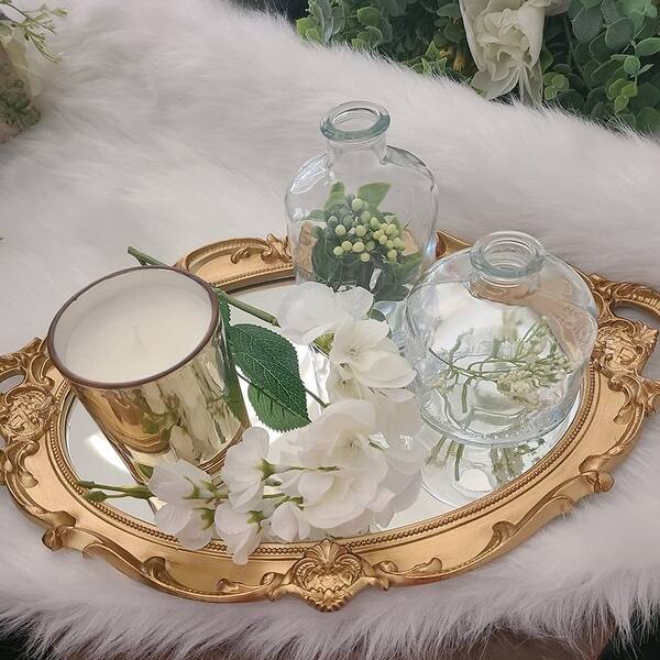 Mirrored Tray,Decorative Mirror for Perfume Organizer Jewelry Dresser Tray  - Gold - Bed Bath & Beyond - 42706309