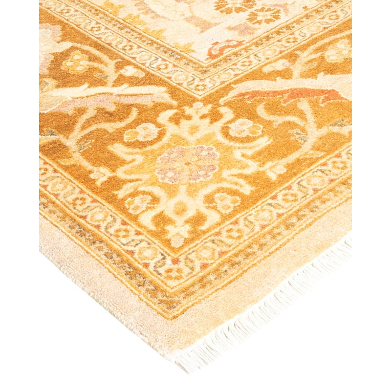 Overton Handknotted Wool Contemporary Oriental Ivory Area Rug - 6' x 9'