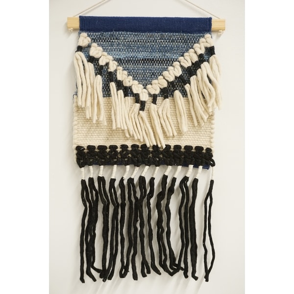 Home Manor Wool and Cotton Macrame Wall Hanging with Rod Included