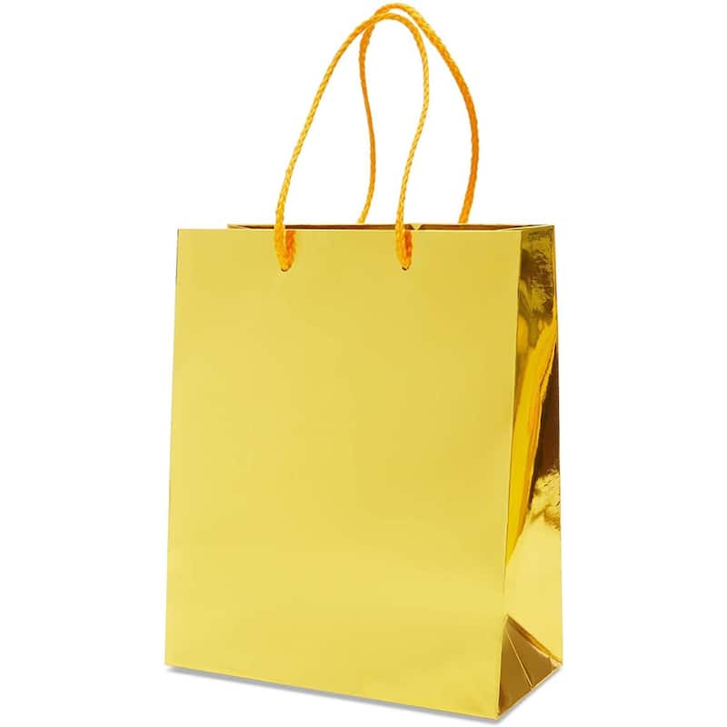 Sparkle and Bash 24 Pack Metallic Gold Gift Bags with Handles for Birthday Party, 10 x 8 x 4.25"