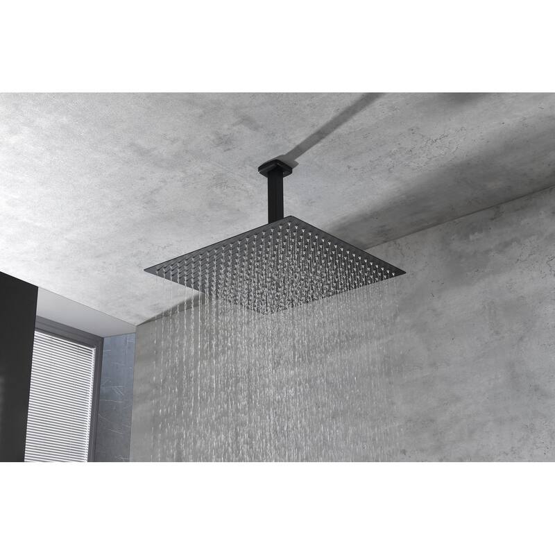 16 Inch Square Rain Shower Head Brushed Nickel 304 Stainless Steel Showerhead