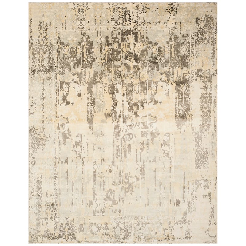 SAFAVIEH Handmade Mirage Luciane Abstract Viscose Rug - 9' x 12' - Ivory/Grey
