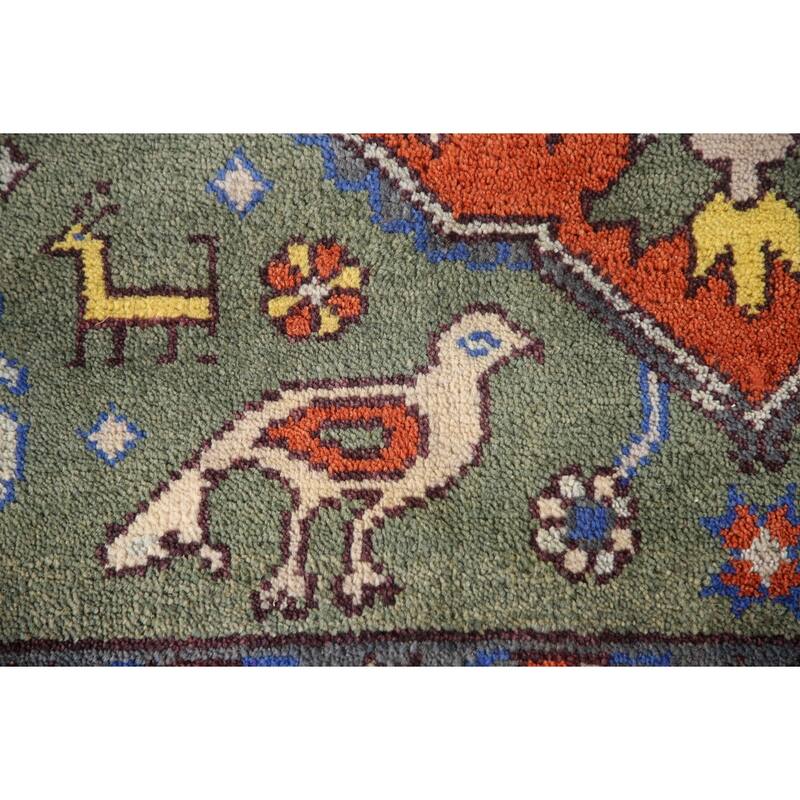 Animal Pictorial Ziegler Area Rug Handmade Oriental Floral Wool Carpet - 7'11"x 9'10"