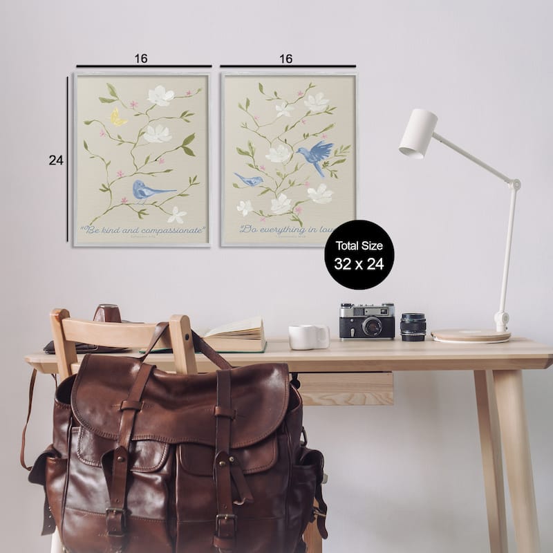 Stupell Floral Comforting Proverbs Framed Giclee Art Design By Lucille Price (Set of 2)