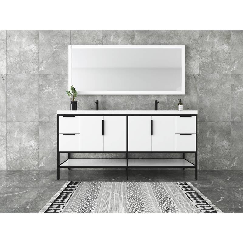Maria 72" Freestanding Vanity with Reinforced Acrylic Sink - Glossy - Glossy White