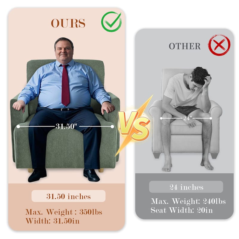 Oversized Chair w/Storage Ottoman, Wide Accent Armchair Chair, Modern Lounge Chair, Upholstered Mid-Century Reading Chair