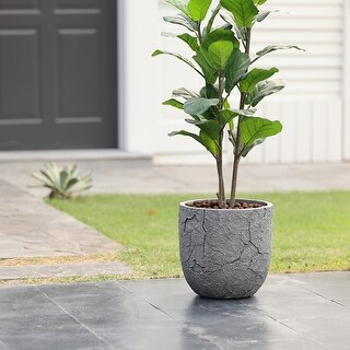 Crackle Grey MgO 14.6" Round Planter