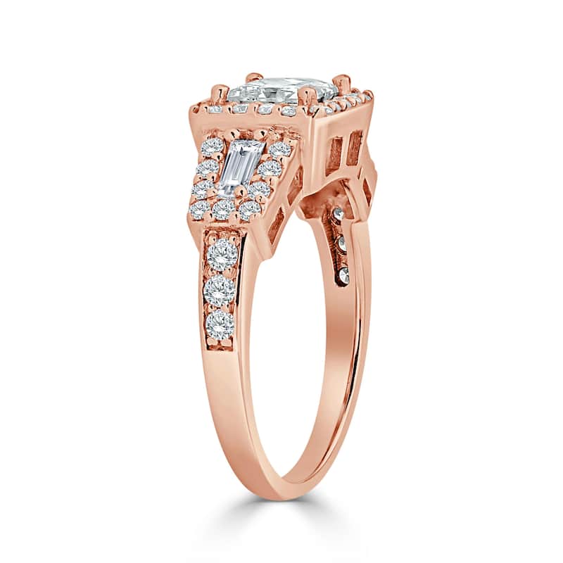 Auriya 14k Gold 1 3/4ctw Princess-cut Halo Diamond Engagement Ring Certified (H-I, SI1-SI2)