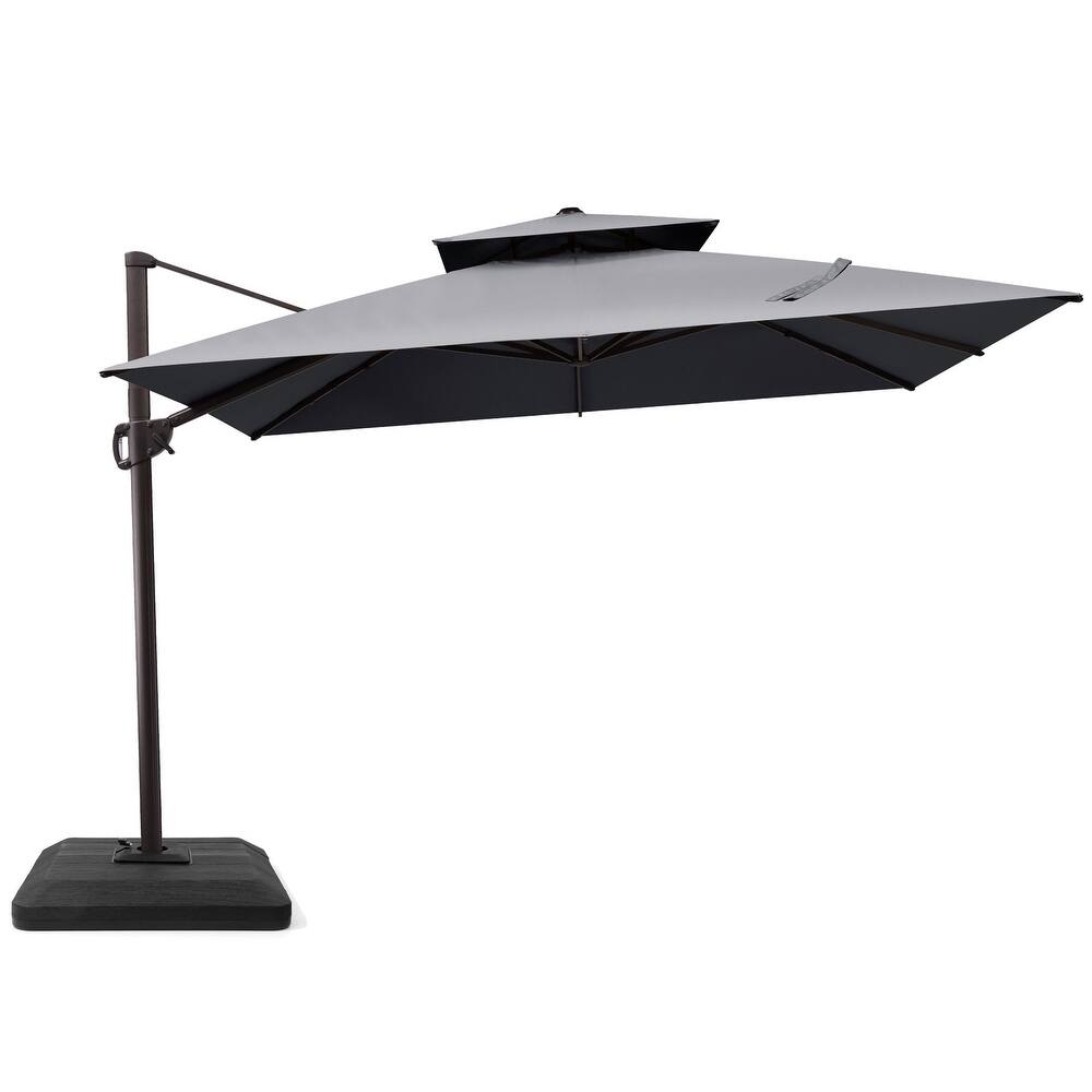 11 ft Square Outdoor Umbrella Cantilever-Offset Umbrella with Weights Base