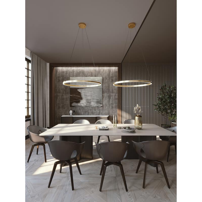 Glo 24" LED Pendant Light - 3000K - 23.75"Dia x 1.42"H - Satin Brass