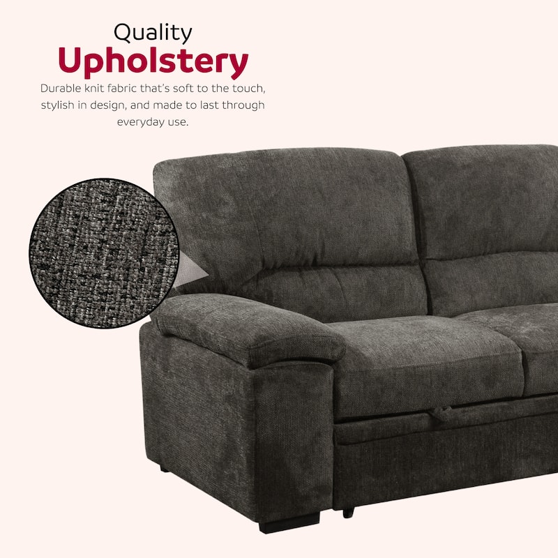 Jordan 93 in. Upholstered Right Facing L-Shaped Sleeper Sectional with Storage