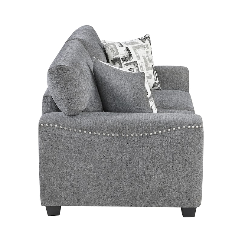 Windsor Chenille 2-Piece Living Room Sofa Set with Nailhead Trim