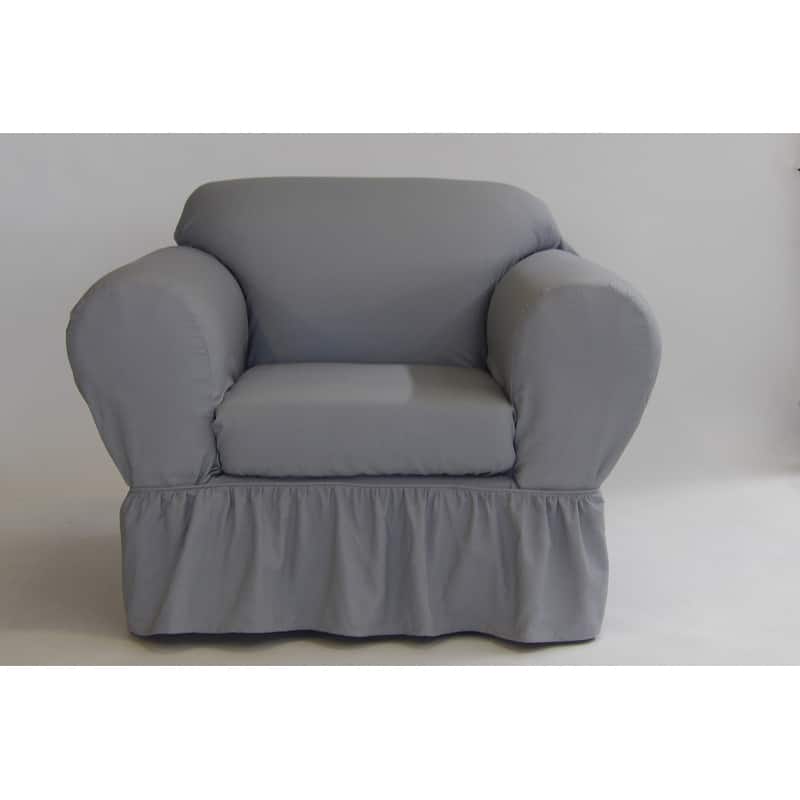 Washed cotton Ruffled 2 piece chair slipcover
